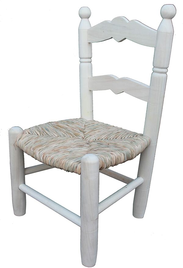 Silla Infantil Asiento Tejido con Enea de forma artesanal. Madera al natural.