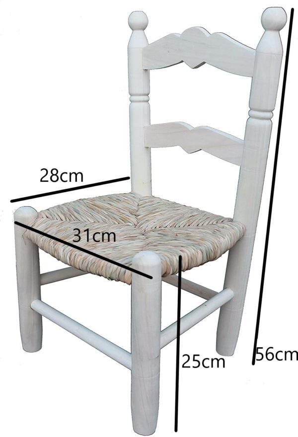 Silla Infantil Asiento Tejido con Enea de forma artesanal. Madera al natural. - Image 2