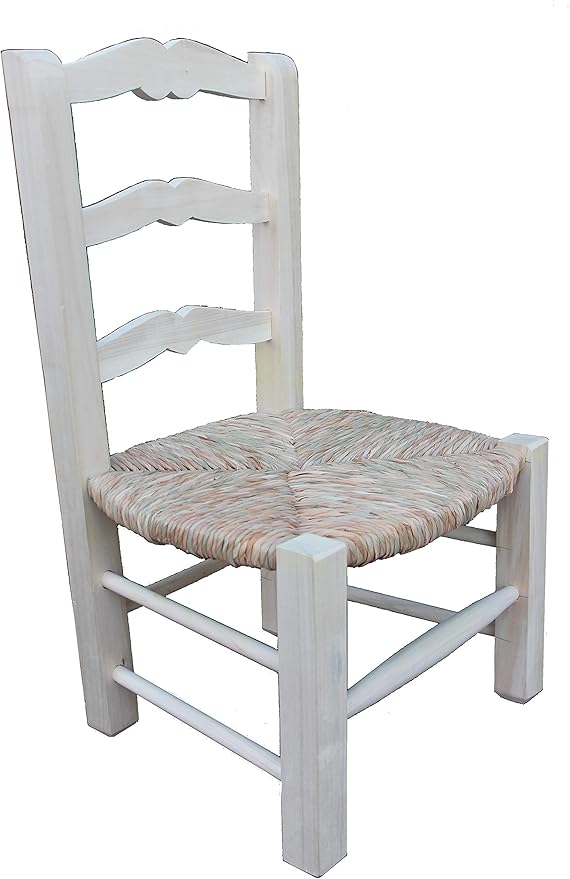 Silla Baja de Costura Palos Cuadrados, Asiento Tejido a Mano con Enea. Madera al Natural.