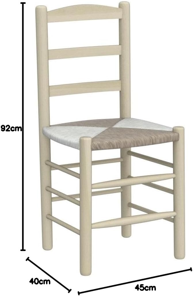 Silla Torneado Circular Asiento Tejido con Enea. Madera al Natural para Posterior Pintado. - Imagen 3